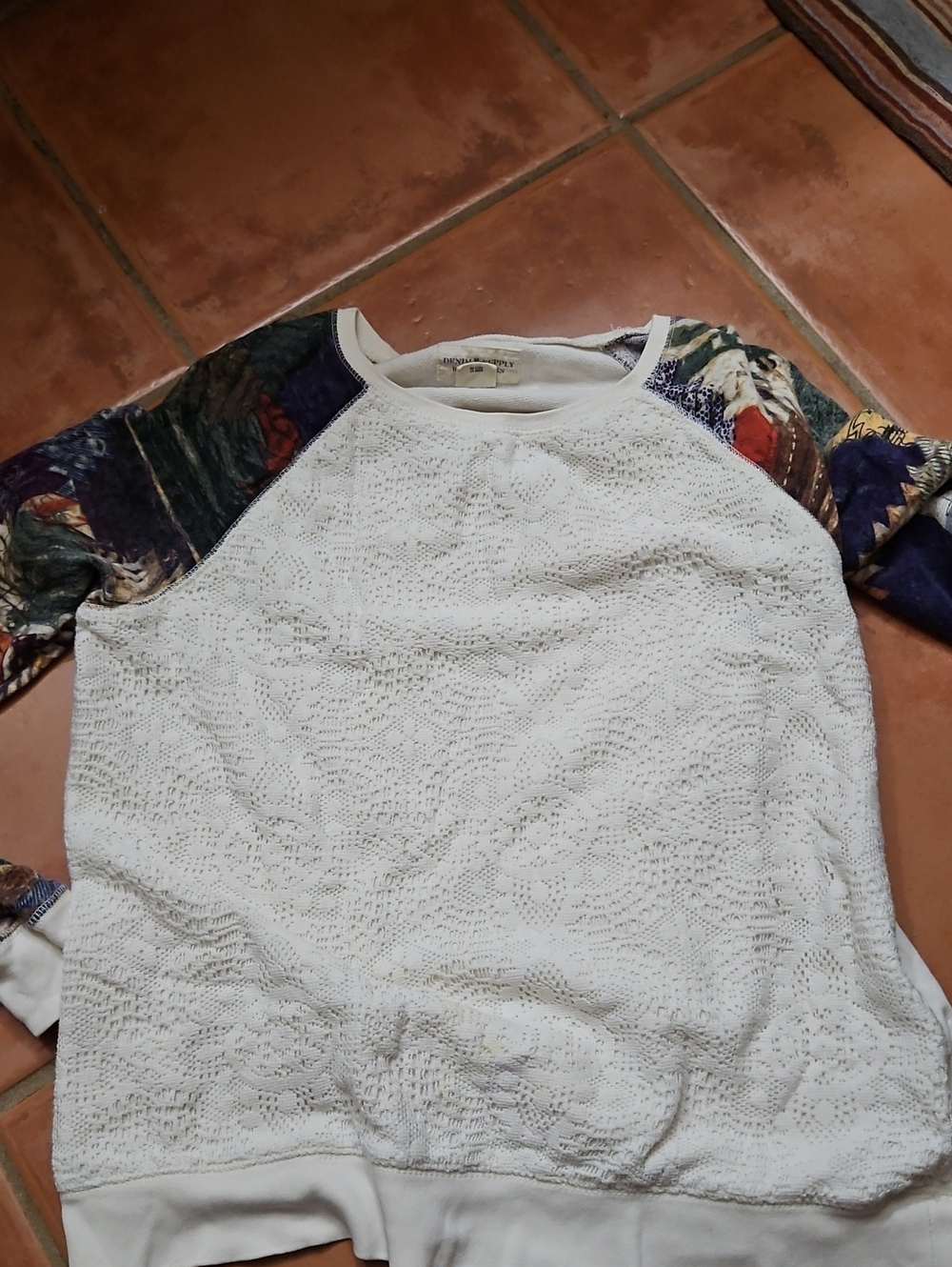 Denim & Supply Ralph Lauren Patchwork Sleeve‎ Sweatshirt Crewneck